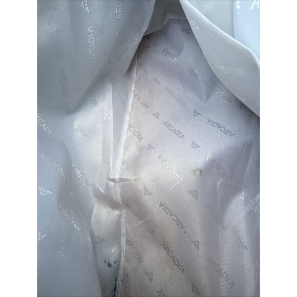 ARCADIA Italy Patent Leather handbang Cream W Gold tone Zip Logo Tan Handles & B - Picture 4 of 11